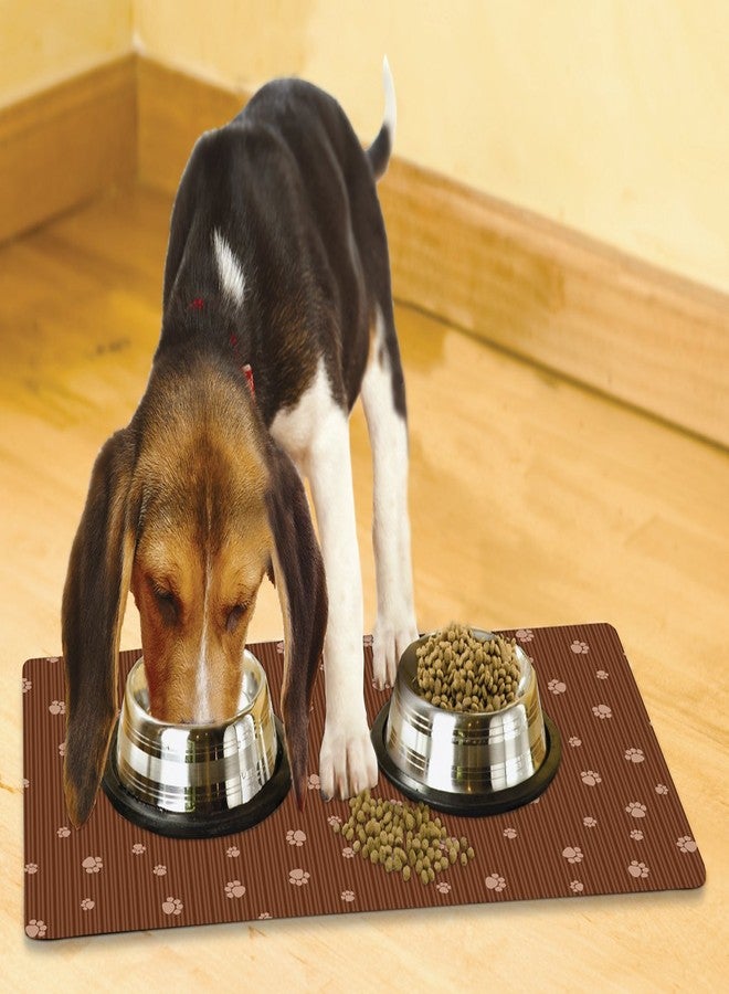 Drymate PP1220BNSTP Pet Bowl Placemat - 12" x 20", Brown Paws - Image 2